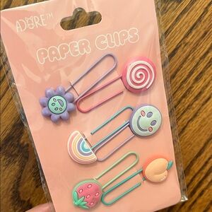Adore Colorful Pastel Charm Cartoon Whimsy Paper Clips Set 6pc - NEW
